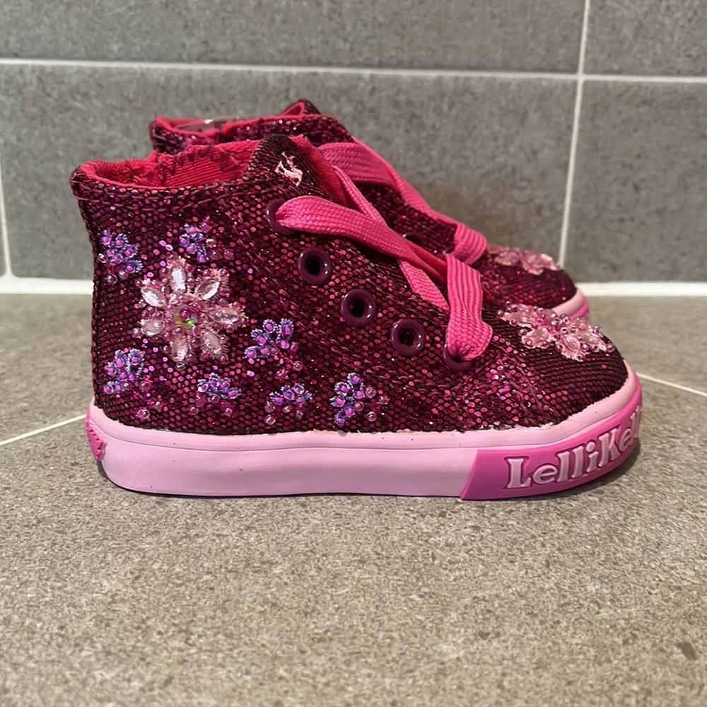 Lelli Kelly Jasmine Shoes Sneakers Sequins purple Infant Toddlers Girls Size 6.5
